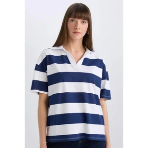 Relax Fit Çizgili Penye Kısa Kollu Tişört E2161AX25SP