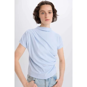 Slim Fit Dar Kesim Bisiklet Yaka Basic Düz Ribana Kısa Kollu Tişört E5905AX25SP