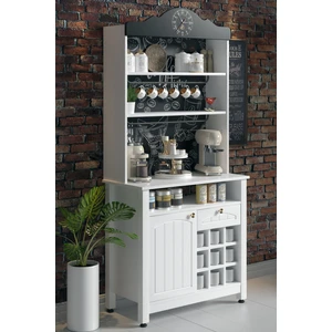 Boyut Mobilya Aren Kahve Köşesi, Kapak Ve Çekmeceli, Bardaklık Bölmeli Çok Amaçlı Dolap