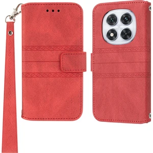 4U Sky Xiaomi Redmi Note 14 Pro+ 5G Kılıf Cüzdan Ten Dokunuşlu Deri Baskılı Telefon Kapağı-Kırmızı (Yurt Dışından)