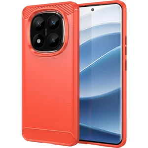 4U Sky Xiaomi Redmi Note 14 Pro+ 5G Kılıf Karbon Fiber Dokulu Tpu Fırçalanmış Telefon Kapağı-Kırmızı (Yurt Dışından)