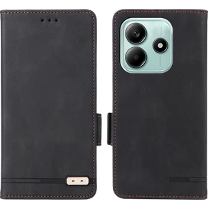 4U Sky Xiaomi Redmi Note 14 4G Kılıf Deri Cüzdan Çevirmeli Telefon Kapağı Donanım Dekorlu-Siyah (Yurt Dışından)