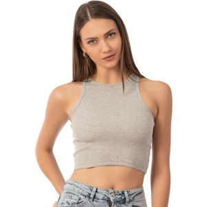 Özkan Underwear Özkan 26814 Kadın Pamuklu Fitilli Vücuda Oturan Halter Yaka İnce Biyeli Esnek Rahat Örme Crop Atlet