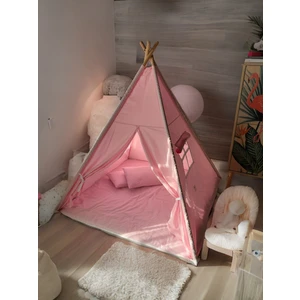 Yhh Kids Işıklı Çocuk Oyun Çadırı Kızıldereli Çadırı Oyun Evi Minder ve Yastıklı Pembe