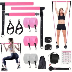 Full Vücut Pilates Bar Seti Egzersiz Çubuğu Ayarlanabilir Evde Onlarcak Farklı Spor Jimnastik Olanağı Kapı Askılı Çantalı