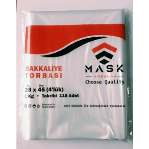 Mask Ambalaj Şeffaf Bakkaliye Torbası (Poşeti) 28X45 cm 4'lük 1 kg Takribi 115 Adet