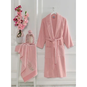 Pudra Havlulu Bornoz 2li Set