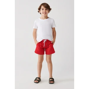 Kırmızı Hızlı Kuruyan Standart Boy Düz Çocuk Özel Kutulu Comfort Fit Mayo Deniz Şortu