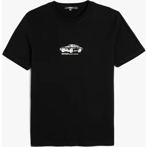 Bisiklet Yaka Kısa Kollu Pamuklu Baskılı Slim Fit Tişört