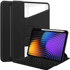Digital Computer Home Xiaomi Pad 7 Kılıfı Için 360 Derece Dönebilen Pu Deri + Klavyeli Akrilik Tablet Kılıfı-Siyah (Yurt Dışından)