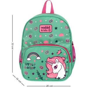 Yeşil Little Horse Desenli Anaokulu Kreş Sırt Çantası 24117