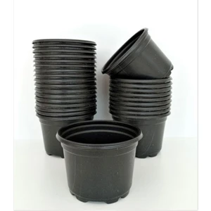 Katı Plastik Çiçek Saksısı 15 Adet (14'lük) Üretim Saksısı Siyah