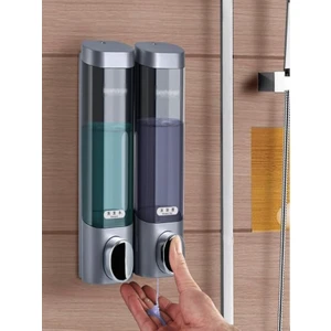 Şampuan Dağıtıcı İkili Duvara Monte (300 ML) Matkapsız Şampuan Duş Sabunluğu Mutfak detarjan dağıtıcı