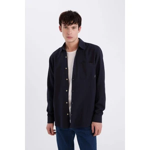 %100 Pamuk Regular Fit Basic Düz Uzun Kollu Gömlek D7079AX25SP