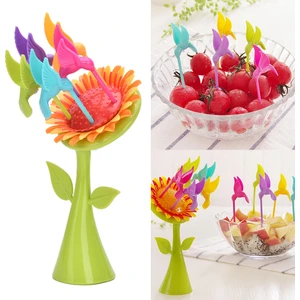 Plastik Meyve Çatal Ayçiçeği 5 Kuşlar Çatal Set