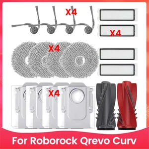 Roborock Qrevo Curv Robot Süpürge Yedek Parçaları Ana Yan Fırça Hepa Filtreleri Paspas Bezi Toz Torbaları (Yurt Dışından)