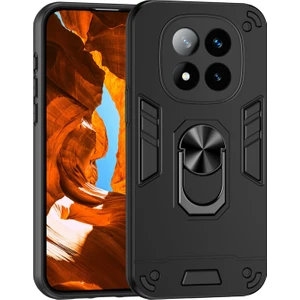 4U Sky Xiaomi Redmi Note 14 Pro+ 5g Kılıf Pc+Tpu Drop Defend Telefon Kapağı Halkalı Stand-Siyah Için (Yurt Dışından)
