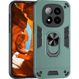 4U Sky Xiaomi Redmi Note 14 Pro+ 5g Kılıf Pc+Tpu Drop Defend Telefon Kapağı Halkalı Stand-Yeşil Için (Yurt Dışından)