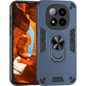 4U Sky Xiaomi Redmi Note 14 Pro+ 5g Kılıf Pc+Tpu Drop Defend Telefon Kapağı Halkalı Stand-Mavi Için (Yurt Dışından)