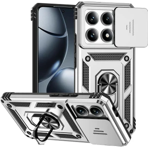 4U Sky Xiaomi 14T Pro Kılıf Pc + Tpu Telefon Kapağı Lens Için Ultimate Koruma Standı-Gümüş (Yurt Dışından)