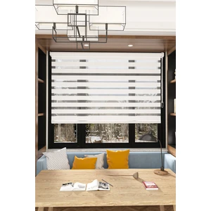 Modern Beyaz Pliseli Etek Dilimsiz Zebra Stor Perde