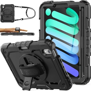 TEKNETSTORE Apple iPad Mini 7 (A17 Pro) Kılıf Askılı Yüksek Koruma Defender Standlı Case