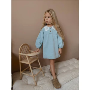 Yigit Butik Dantel Yaka Denim Elbise