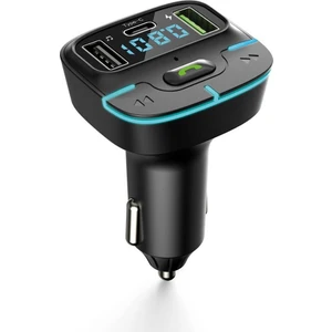 PDA Teknoloji Pdateknoloj F9 Araç Fm Transmitter 5.3 Bluetooth Araç Kiti USB Type-C Hızlı Şarj Çıkışlı Çakmaklık Girişli