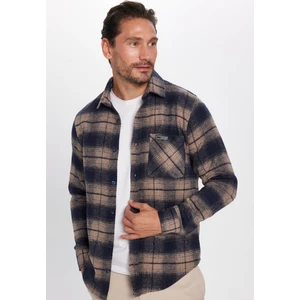 Erkek Slim Fit Dar Kesim Oduncu Tek Cep Kareli Kışlık Gömlek