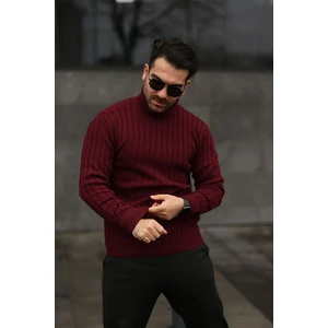 Erkek Bordo Boğazlı Balıkçı Yaka Kışlık Triko Kazak