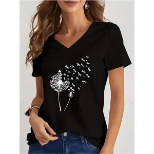 Kadın  Baskılı Kadın Oversize V Yaka T-Shirt Salaş