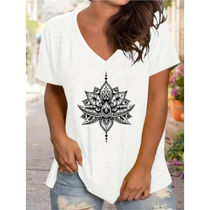 Kadın  Baskılı Kadın Oversize V Yaka T-Shirt Salaş