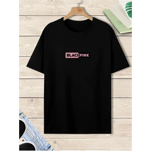Siyah Black Pink Baskılı T-Shirt