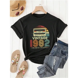 1982 Vintage Baskılı Oversize T-Shirt Salaş Boyfirend