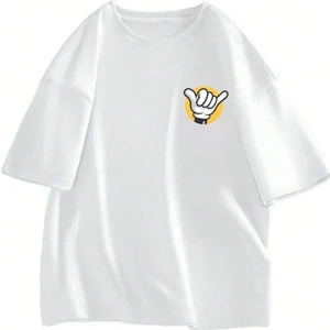 Baskılı Beyaz Oversize Erkek T-Shirt Salaş Boyfirend