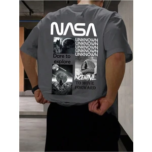 Nasa Baskılı Oversize Erkek T-Shirt Salaş Boyfirend