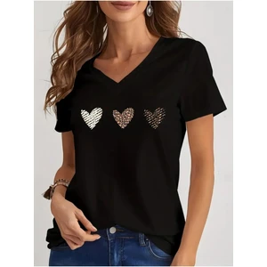 Kadın  Baskılı Kadın Oversize V Yaka T-Shirt Salaş