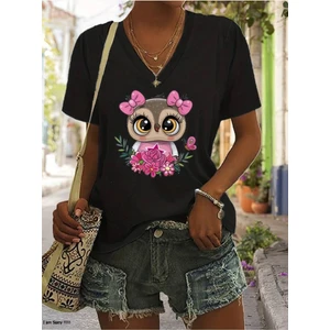 Kadın  Baskılı Kadın Oversize V Yaka T-Shirt Salaş