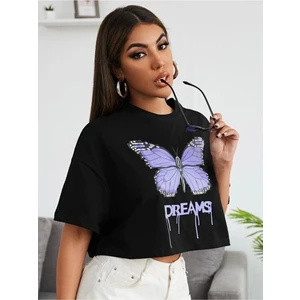 Crop Kelebek Baskılı