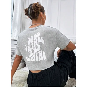 Kadın Crop Oversize Good Thıngs Baskılı