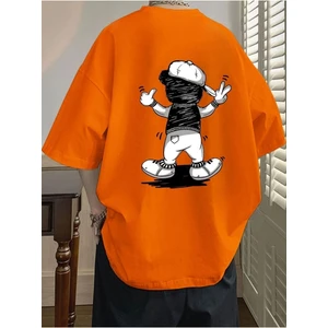 Funny Bear Baskılı Oversize Erkek T-Shirt Salaş Boyfirend