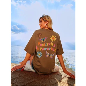 Kadın Positive Baskılı Oversize T-Shirt