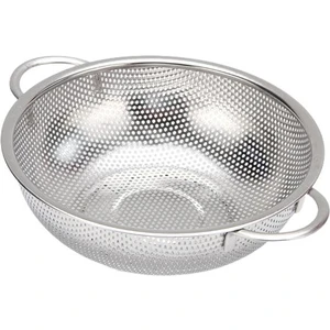 Paslanmaz Çelik Metal Yemek Süzgeci - Makarna Gıda Süzgeci Delikli Süzgeç 32.5 cm