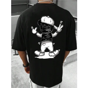 Funny Bear Baskılı Oversize Erkek T-Shirt Salaş Boyfirend