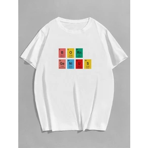 Unisex Born Genius Baskılı Oversize T-Shirt