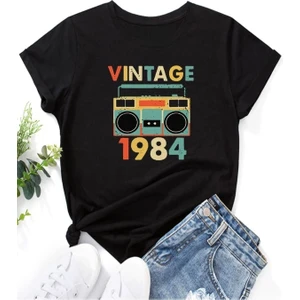 1984 Vintage Baskılı Oversize T-Shirt Salaş Boyfirend