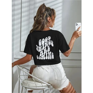 Kadın Crop Oversize Good Thıngs Baskılı