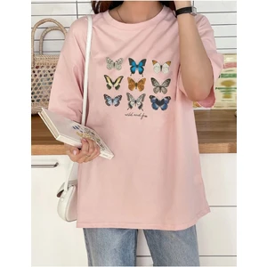 Kadın Oversize Wild And Free Baskılı T-Shirt
