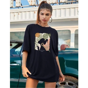 Kadın Tropical Lady Baskılı Oversize T-Shirt