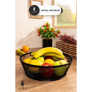 Siyah Metal Fileli Meyvelik ve Sebzelik - 30 cm Şık ve Dayanıklı Tasarım